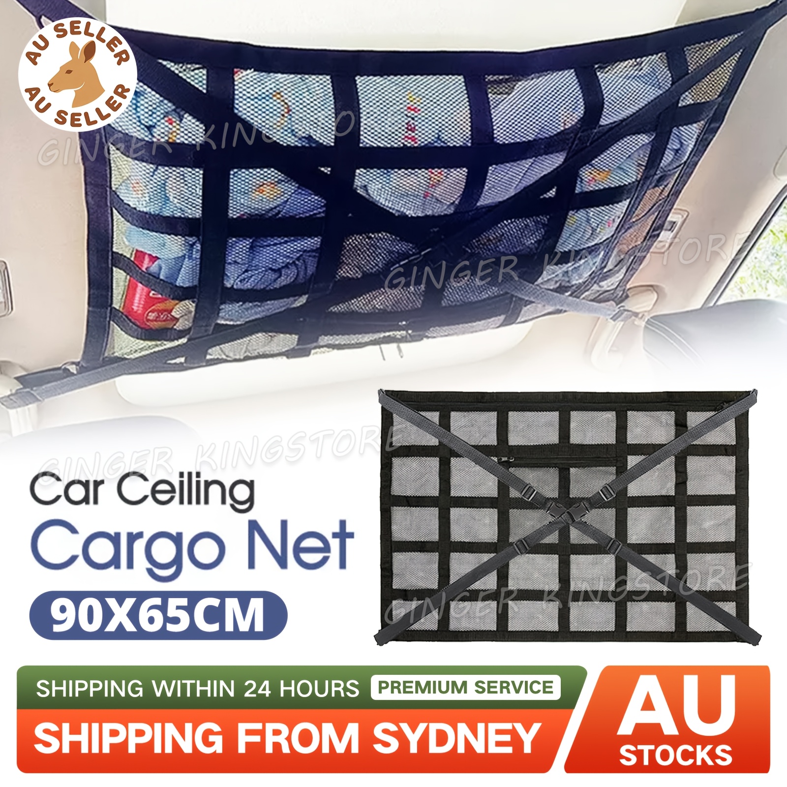 TEMU Universal Car Ceiling Storage Net Car Net Mesh Storage Bag Campervan Ginger