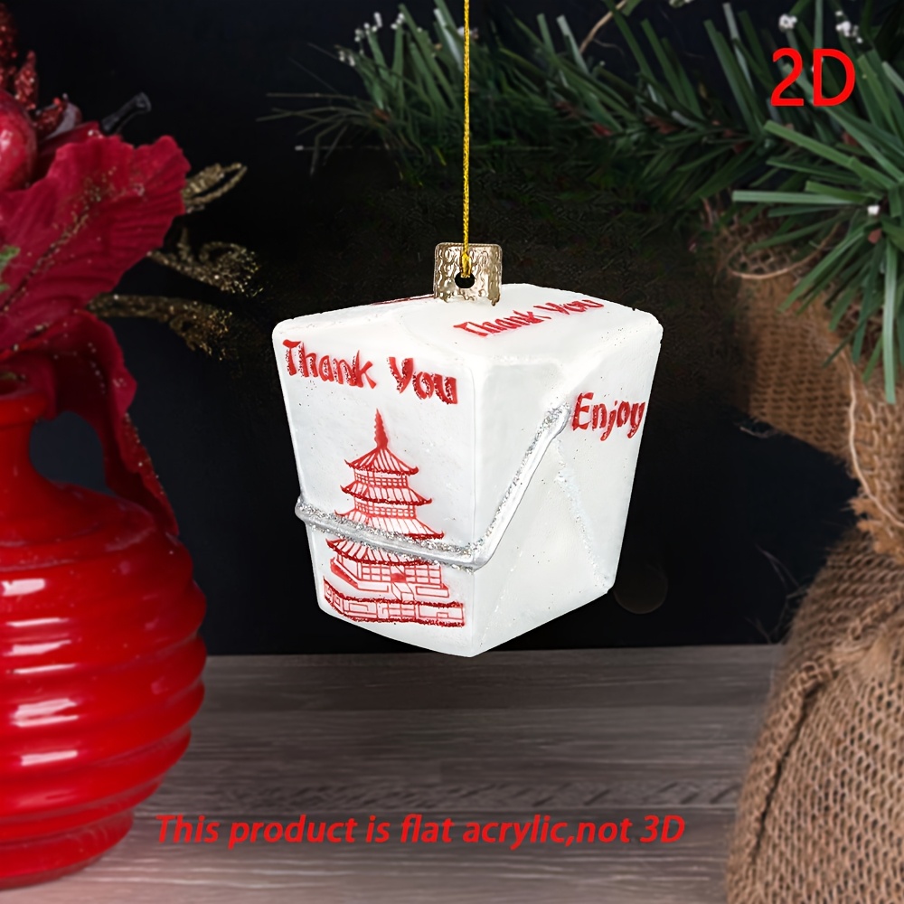

Acrylic Chinese Takeaway Box Ornament - Christmas , No Battery Required