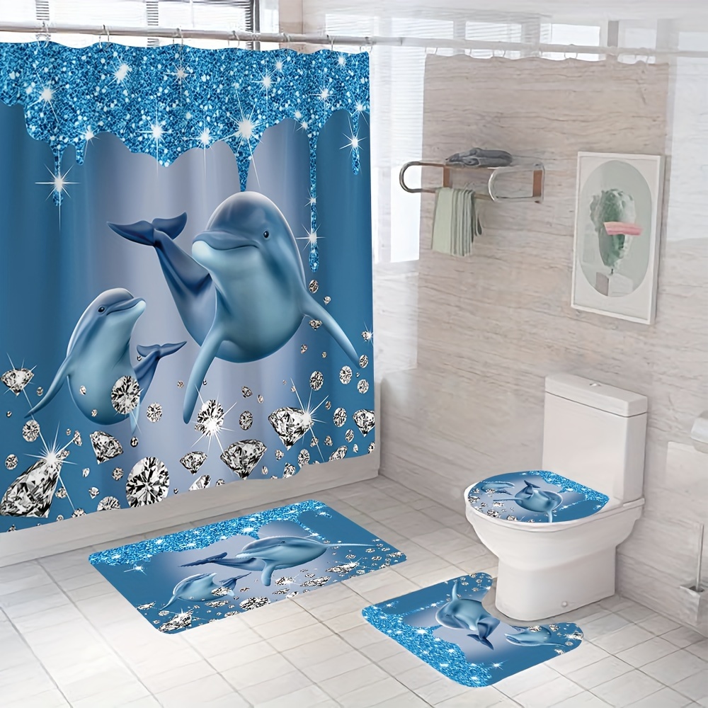 DIAMOND 19PC COMPLETE BATHROOM BATH MATS SHOWER CURTAIN WITH Ceramic Accessories Inc Ceramic Toothbrush Holder Cup Soap Pump Soap Dish