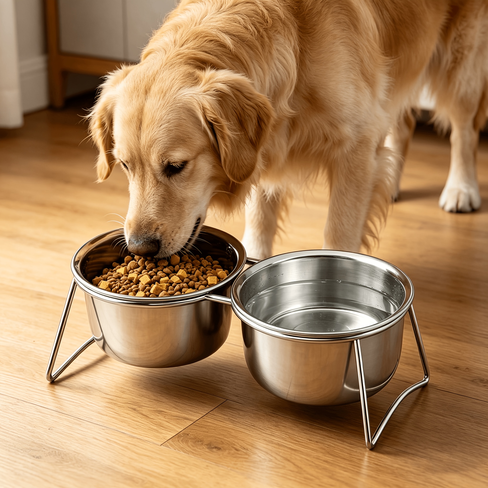 TEMU Stainless Steel Tilted Elevated Dog Bowls, Pet Food And Water Bowl Set For Cats And Small/medium Dogs, Large Capacity, Easy To Clean, Pet Feeder