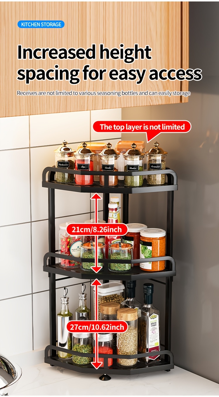 1pc modern metal countertop storage rack space saving multifunctional corner organizer with suction cups for kitchen accessories kitchen organizers and storage Product details 2