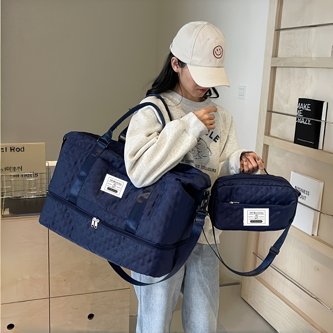 TEMU Ensemble de sac de voyage, sac de pour femmes avec sac à bandoulière, sac de nuit cabine avec compartiment à chaussures, sac de sport pour yoga