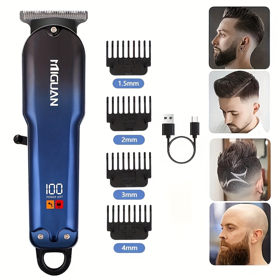 home relaxation professional hair clipper with usb rechargeable 4 interchangeable blades 1 5mm 2mm 3mm 4mm ergonomic handle precision trimming styling tool for men sleek ideal holiday gift professional styling precision dial control ergonomic clipper details 0