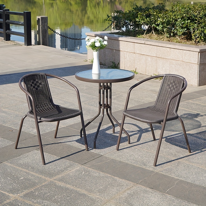 Mesas y sillas de exterior para patio, villa Blanca, aleación de aluminio,  impermeable, protector solar, simple