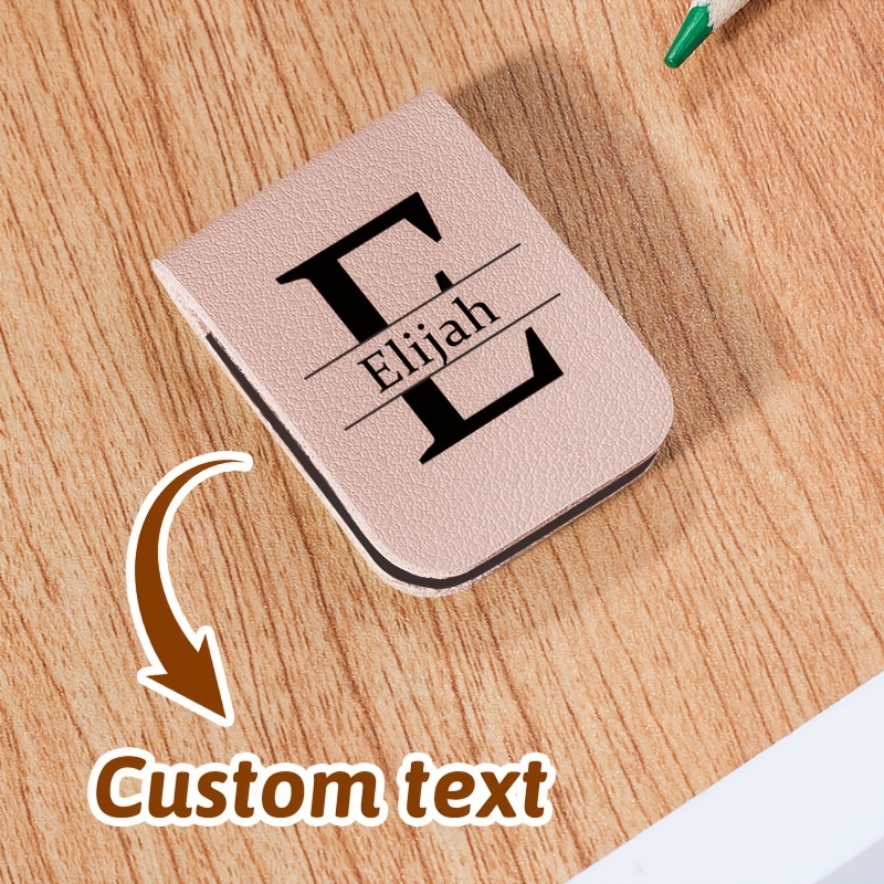 TEMU Custom Personalized Magnetic Bookmark - Engraveable With Initials And Text, Pu Leather-textured Magnetic Cover. A Book Accessory Featuring A