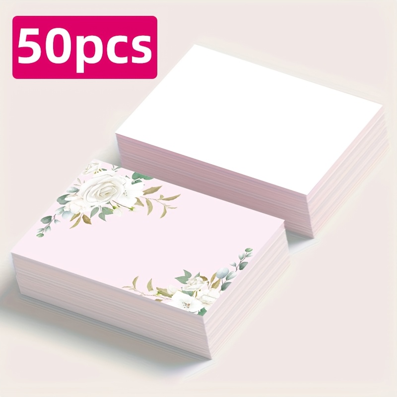 

50pcs Floral Blank Cards For Thank You, Note, Message & Greeting - Paper For Business, Birthday Gifts & Back To School Supplies