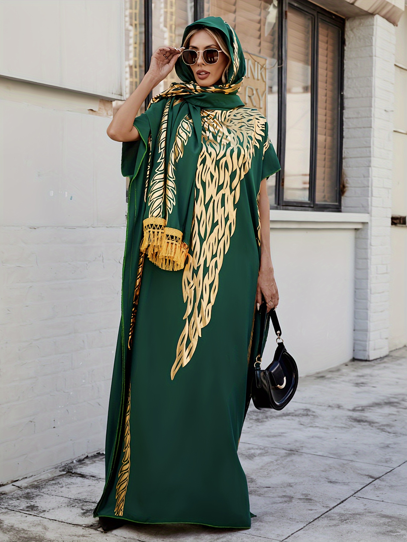 1pc elegant plus size rayon viscose kaftan dress golden Temu Kuwait