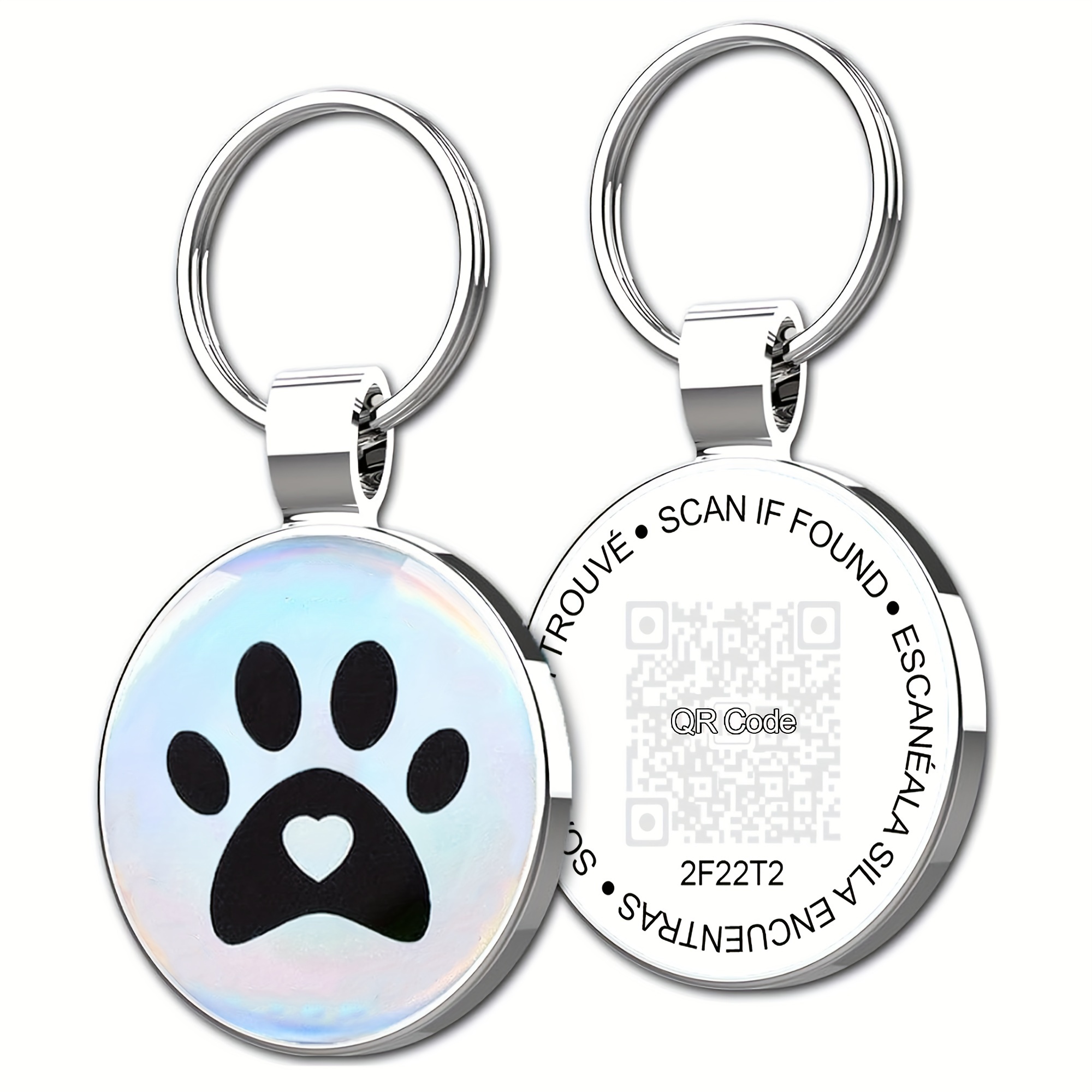 TEMU Pet Loss Prevention Tag Charm Pet Tag With Recordable Information Paw Shape Stained Glass Durable Charms