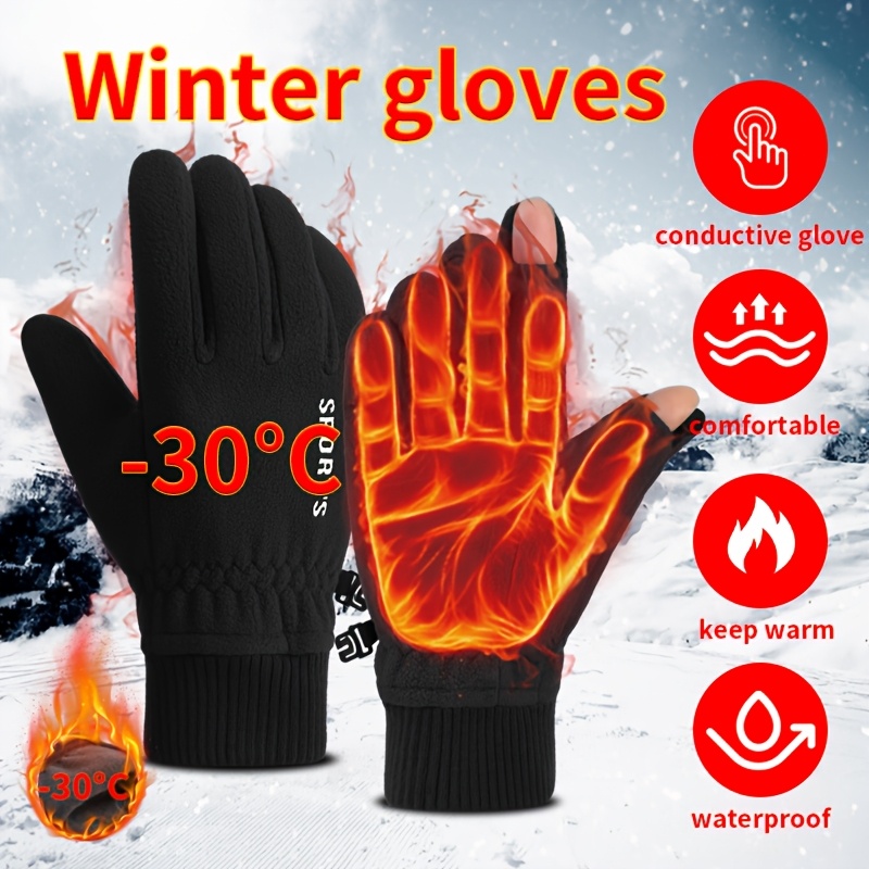 

Winter Polar Fleece Warm Gloves Unisex Flip Velvet Warm Gloves Outdoor Bicycle Coldproof Gloves