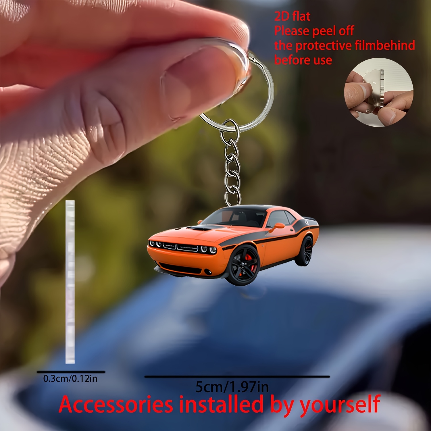 2d flat 1pc acrylic fashion sports car pendant rearview mirror   car interior accessory backpack keychain   functional kitchen ornament perfect gift for car enthusiasts with  