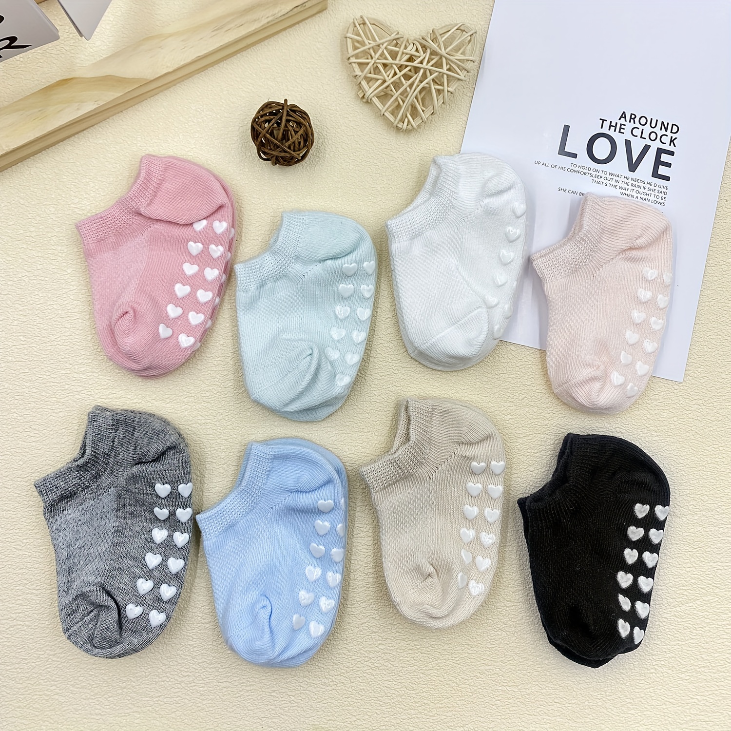 

5 Pairs Of Baby Girl's Solid Colour Floor Socks With Non Slip Grains, Comfy Breathable Casual Soft & Elastic Socks, Spring & Summer