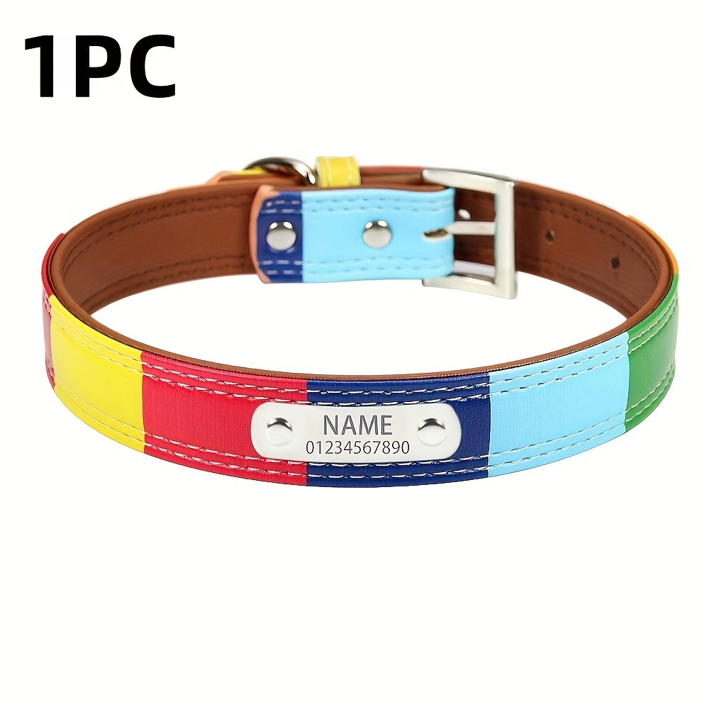 Customized Rainbow Checkered Pet Collar with Adjustable Safety Straps