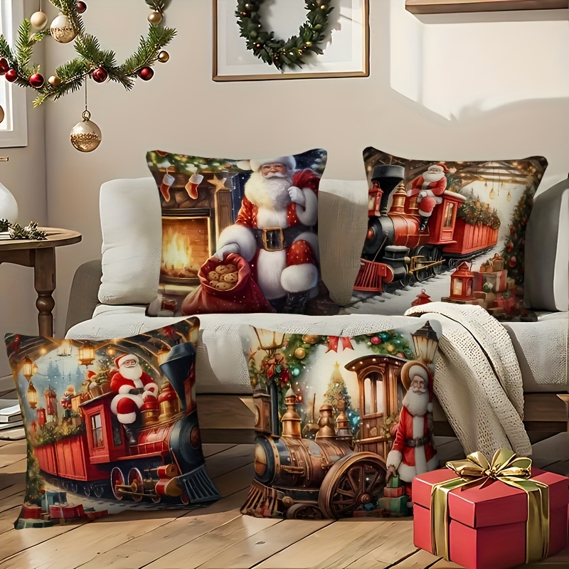 

4pcs Christmas Snowman 1 Printed For Sofa Decorative (no )