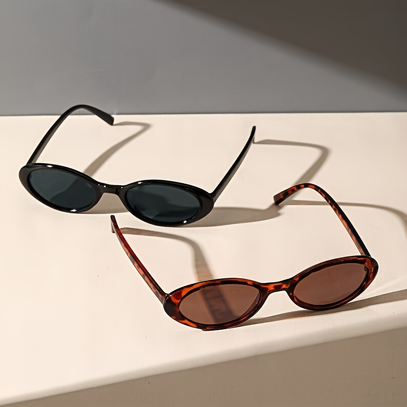 

2pcs Retro Oval Fashion Glasses For Women Men Small Frame Anti Glare Fashion Sun Shades For Beach Party Club Fashion Glasses