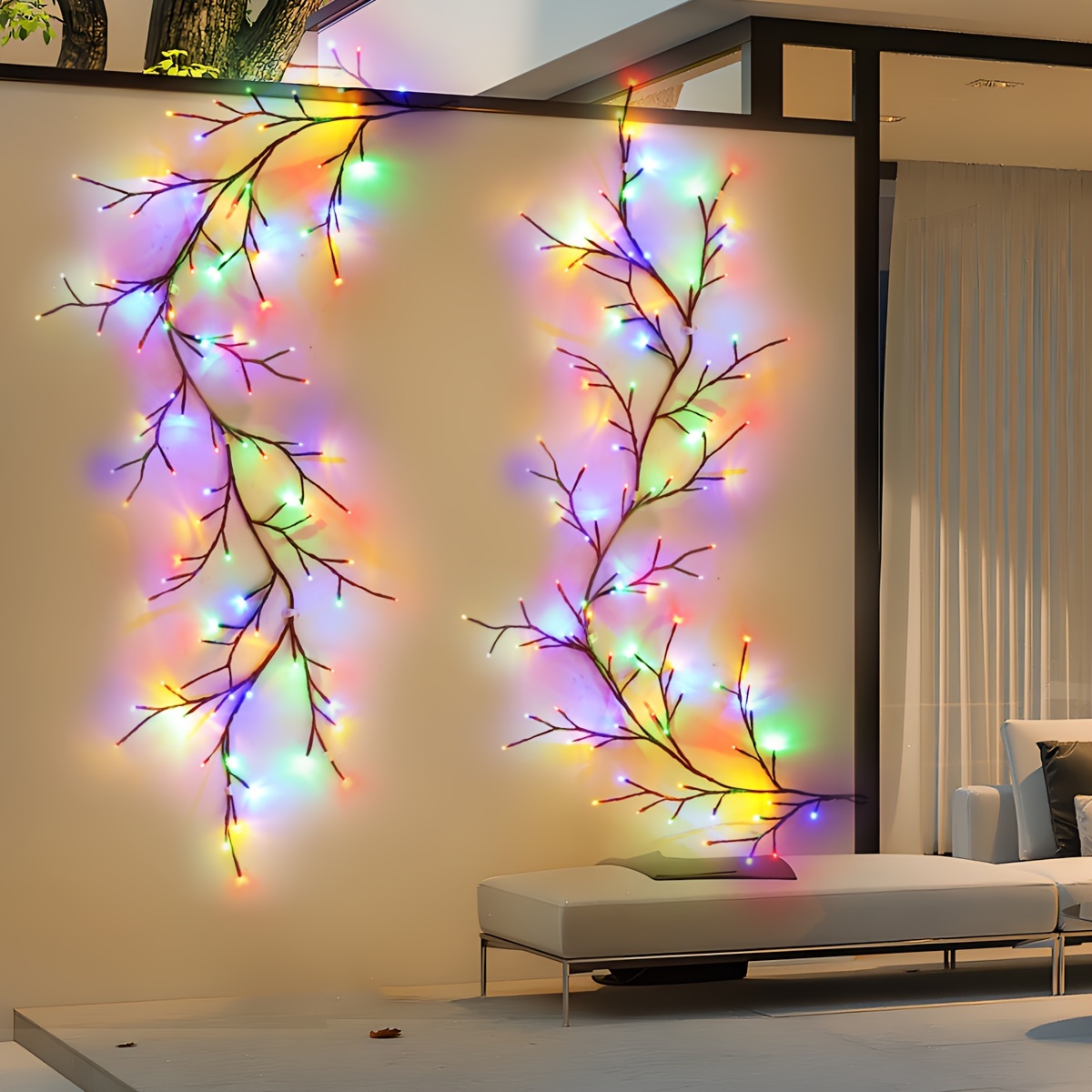 

1pc Solar String Light Outdoor, Willow Vine Lights, Christmas Swags Decorations Indoor Room Decor, 96 Leds Lighted Willow Vine Lights For Outdoor Garden Walls Bedroom Home Decor