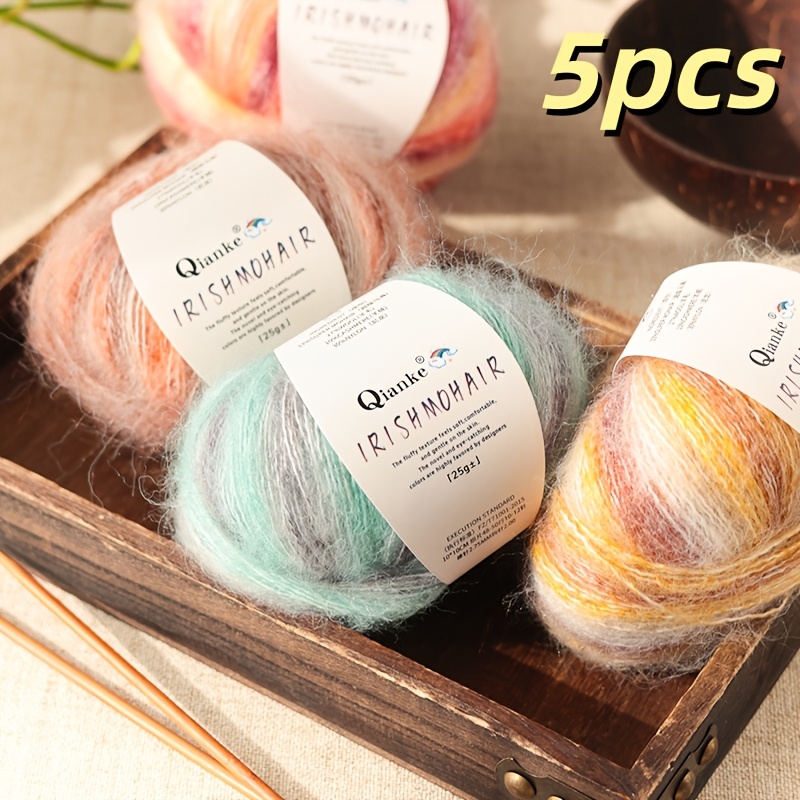 Artikelbild 5-teiliges set weiches mohéregarn mit farbverlauf – flauschig, fusselfrei,   für handgemachte pullover, schals, mützen tücher (diy-bastelmaterial)