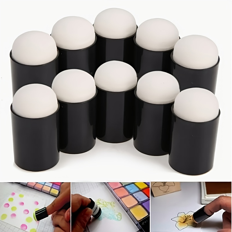 

10pcs Black Sponge Finger Cots With Ergonomic Grooved Handles - Painting, Stamping & Makeup Application, Tools