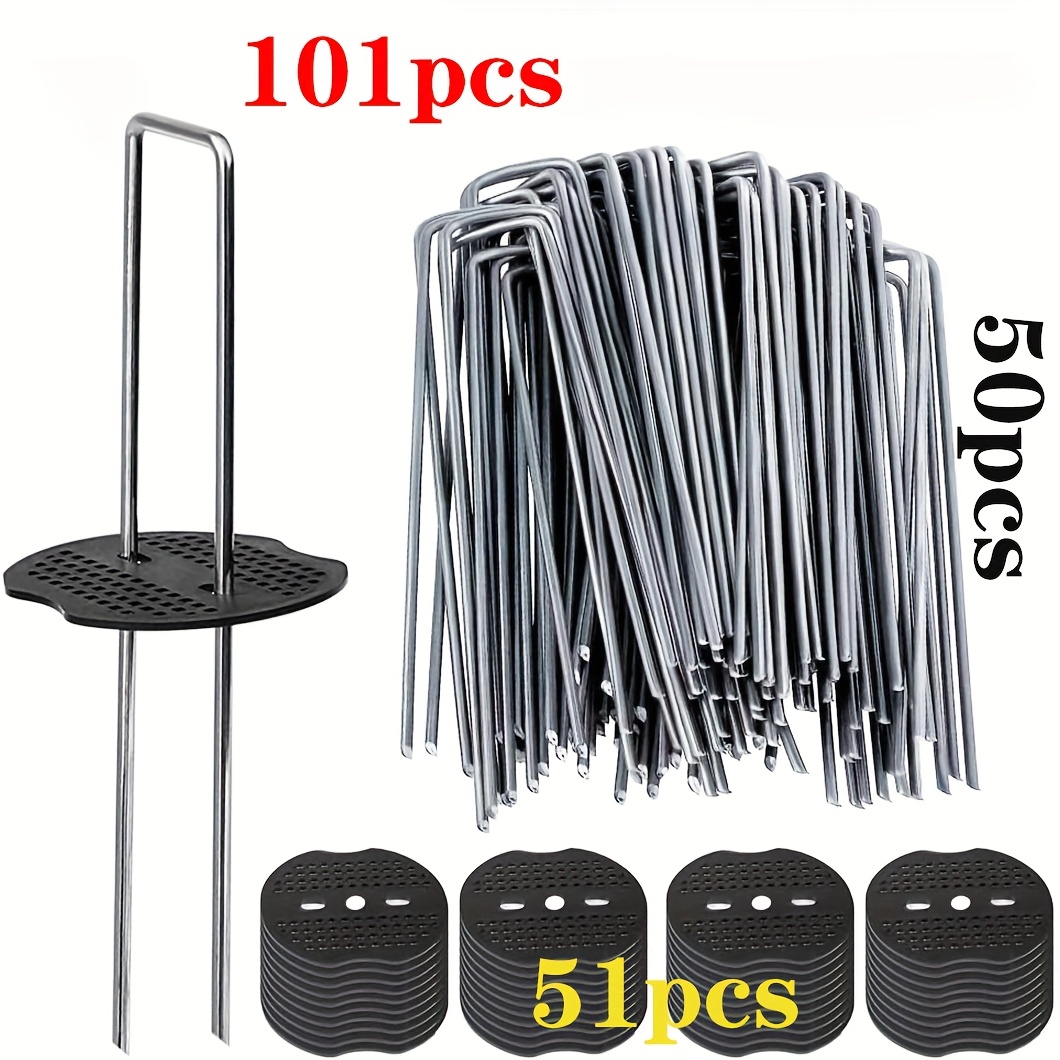 30//101/201/401pcs Turf Stakes Buffer Washer, Landscape , Galvanized Lawn Spikes, Heavy Duty Yard Ground Pin For Grass Weed Barrier Sod Fabric, Christmas Gifts, Halloween Gifts