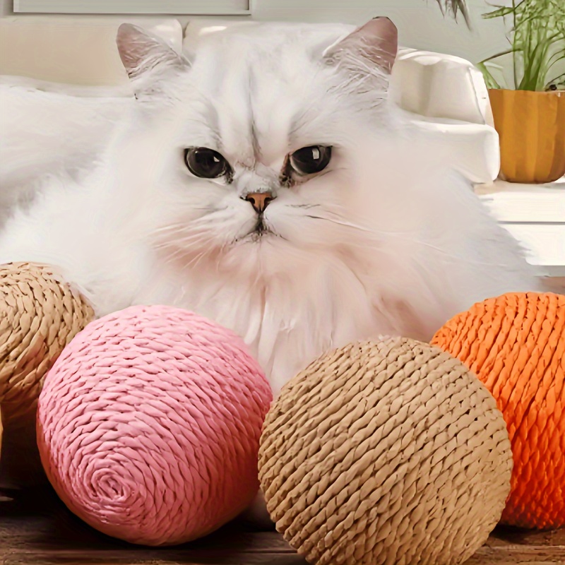 

1pc Pet Cat Ball Toy, Paper Rope Woven Ball Cat Toy, Shaking And Sounding Cat Toy, Cat Interactive Ball Toy