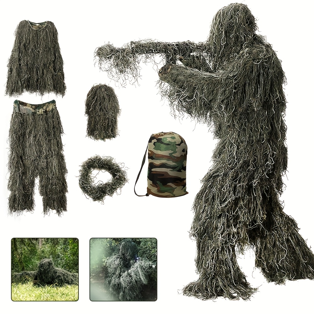 mens carnival costumes 3d ghillie camouflage suit 5pcs set   hunting clothing   suit self   reusable jungle   clothing for hunting
