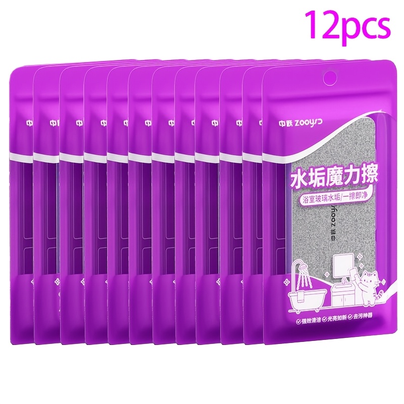 TEMU Zooysd New Model 12pcs Glass Limescale Cleaning Eraser, Tool For Cleaning Bathrooms, Glass Mirrors And Removing Limescale, Water Stains On Tiles
