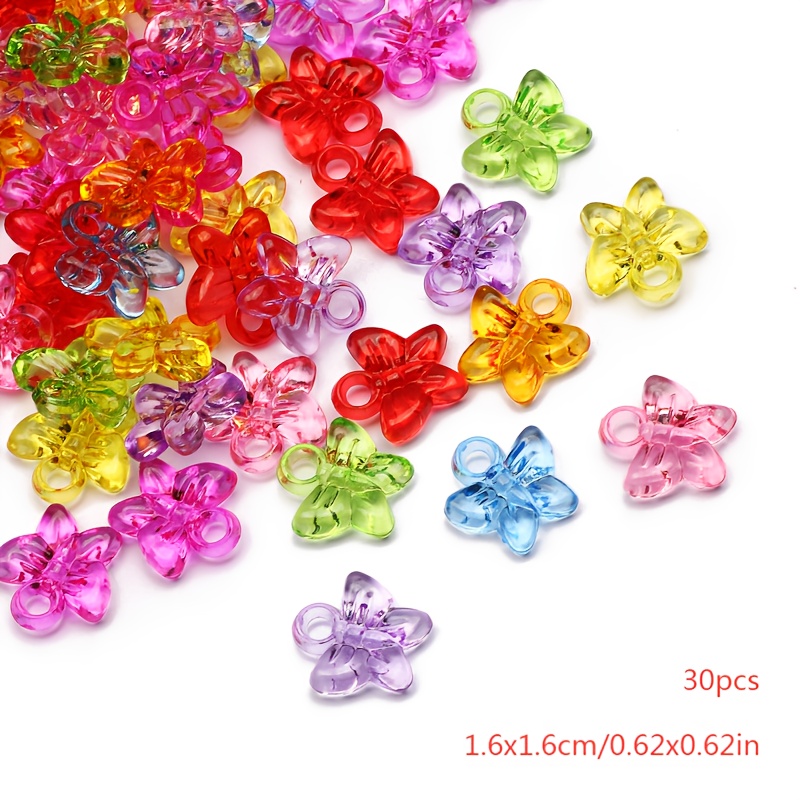 TEMU 30pcs Perline Trasparenti Colorate 16x16mm per Creazioni Fai da Te, Orecchini, Collane, Charm per Borse e Gioielli DIY