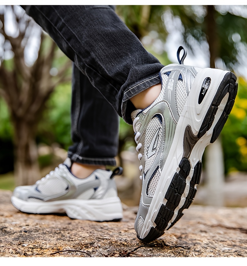 Men's Stylish Sports Shoes In Black With Silvery, Breathable Mesh, And Large Sizes 40-46, Perfect For Casual Wear.