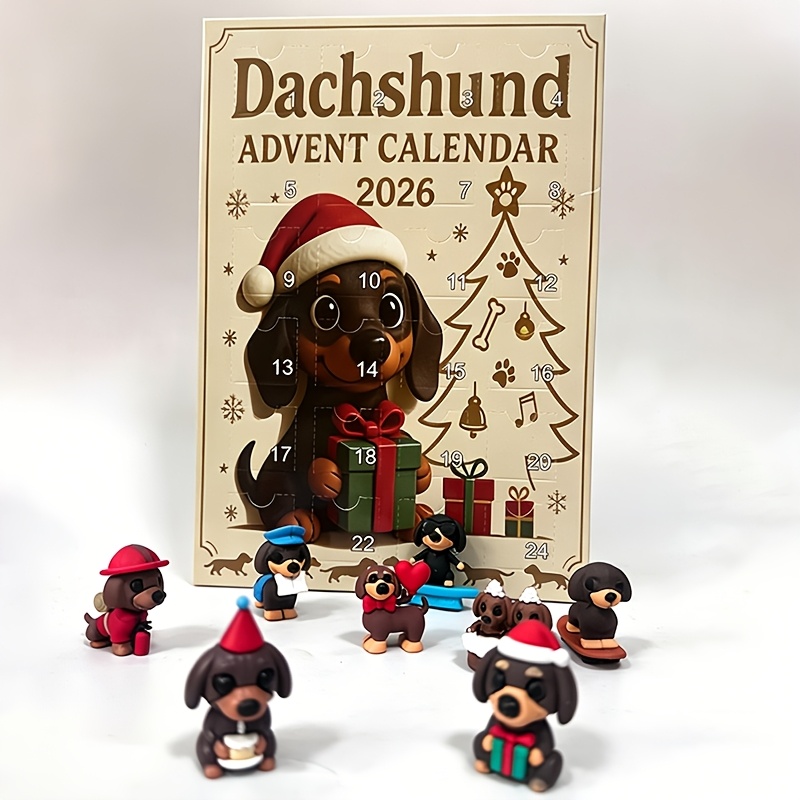 TEMU Christmas Dachshund Ornament Box, Christmas Advent Countdown Calendar For The 24th, For Dachshund Lovers, Suitable For Christmas, Birthdays, And