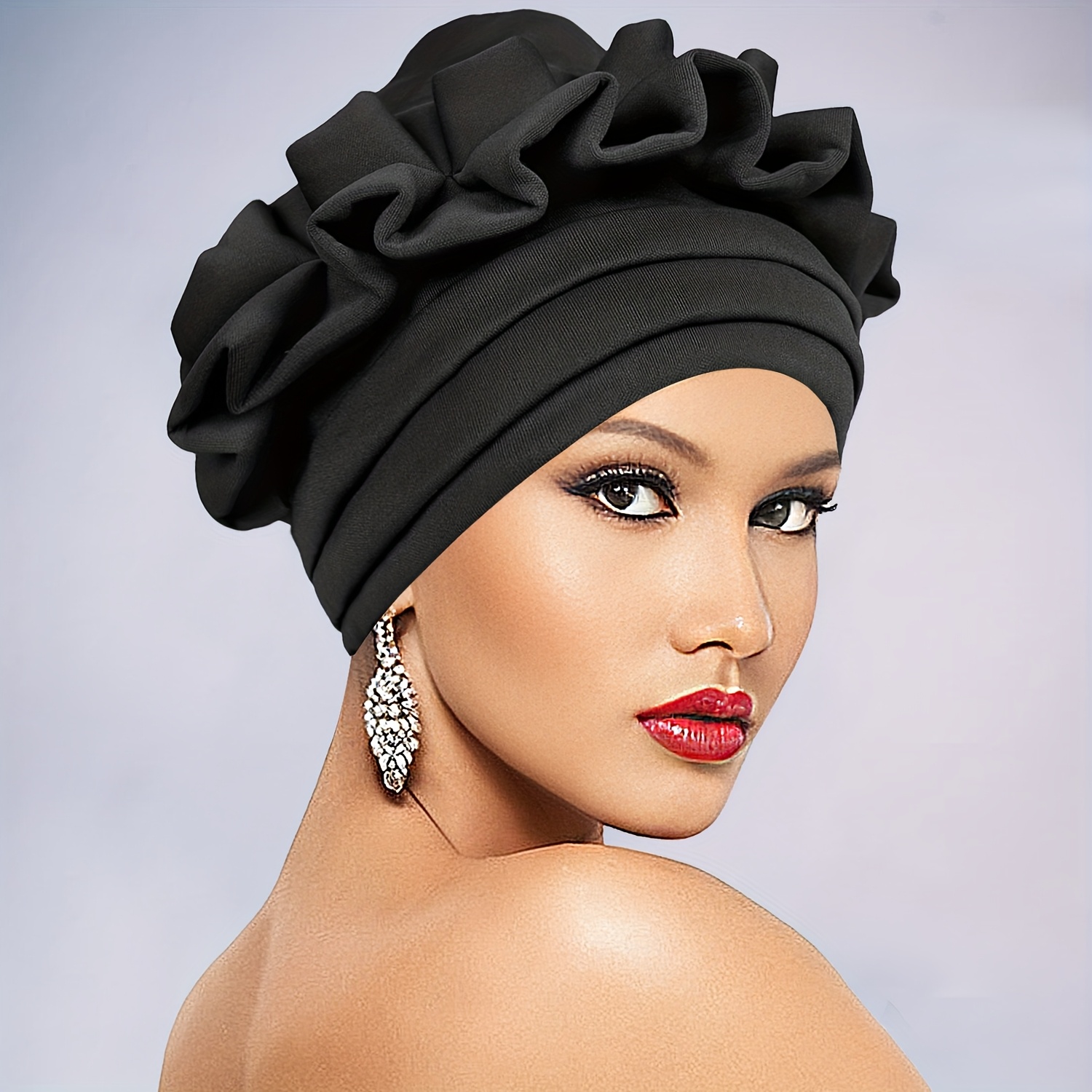 1pc Of New Exquisite And Fashionable European And American Women' Continuous Pleated African Style Headscarf Hat Three-layer Brim Outdoor Comfortable Headscarf Suitable For Women' Wear