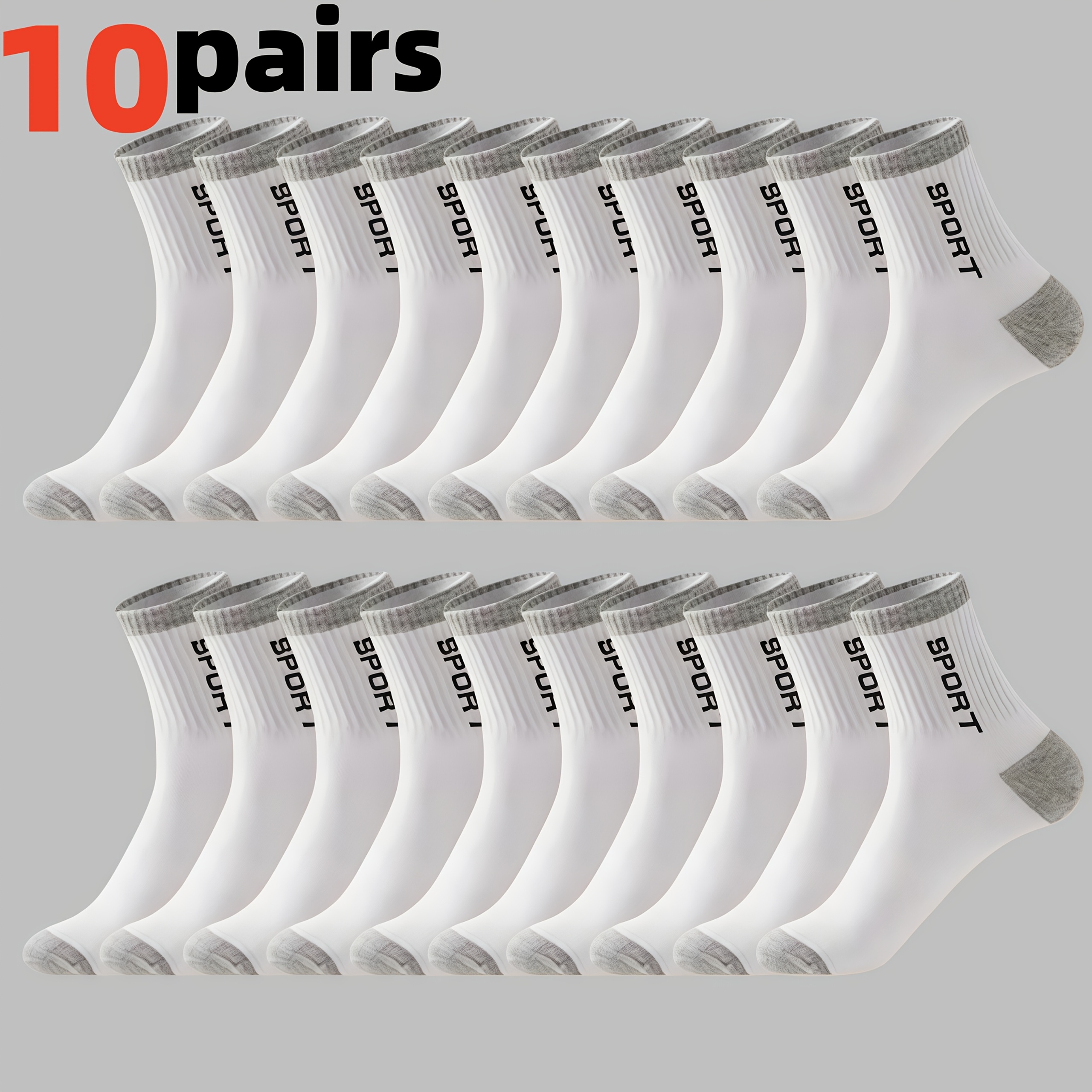 TEMU 10 Pairs 168-needle Knit Craft Athletic Socks, Men's Socks, Women's Socks, Boat Socks, Mid-calf Socks, Athletic Socks, Casual Socks, Breathable