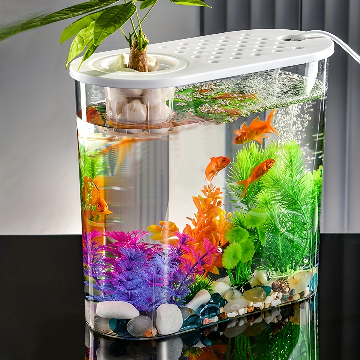 Fighting Fish Tank With Light, Small Betta Fish Tank, Middle Fish Tank  Clear Stackable Cube Tank - Pet Supplies - Temu France