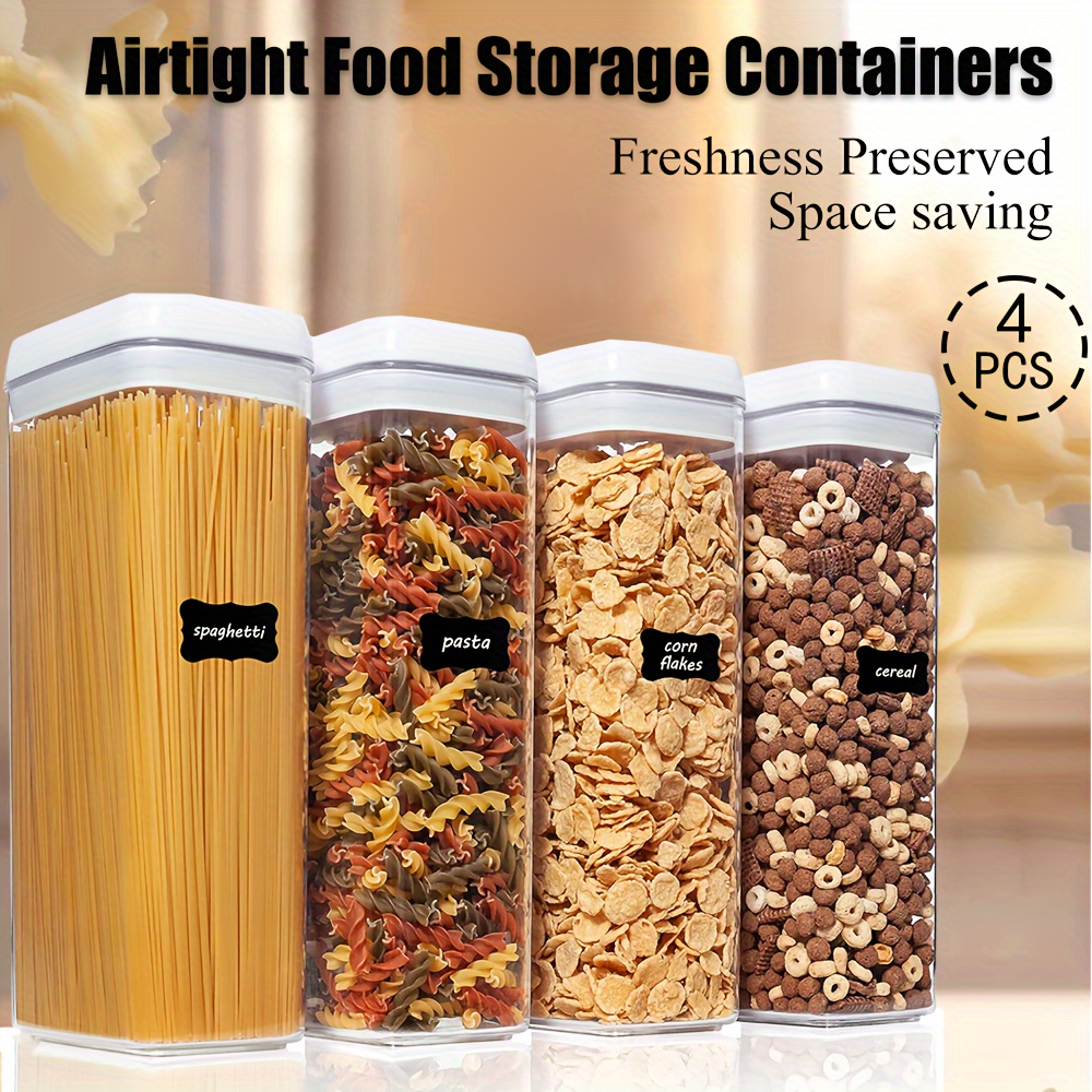 

Airtight Food Storage Boxes - Kitchen Storage - Flour, Cereal, Pasta - Plastic Storage Boxes With Lids (4pcs- 3.2l)