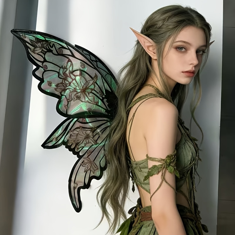 Image of Beautiful Fairy Wings For Role-playing, Halloween Party, Organza Elf Wing Backpiece, Holiday Party Cosplay Costume, Golden- Wings
