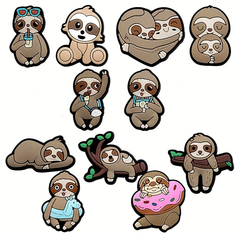 11pcs Sloth Series Shoe Charms Suitable For Clogs And Sandals, High-quality Perfect Gift For Teens And Adults