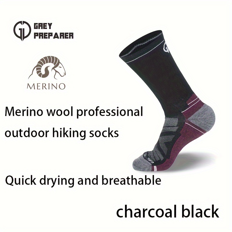 

Pathfinder Crew, Men's Merino Wool Quick-dry Hiking Socks - Breathable, -resistant For Outdoor Sports & Trekking