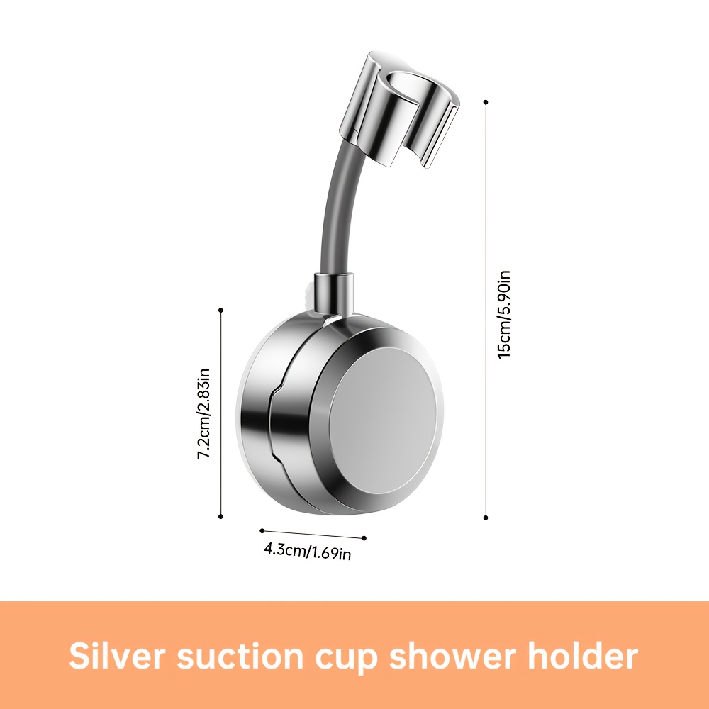 1pc Gun Gray Suction Cup Shower Bracket, Bathroom Wall-mounted Punch-free Shower Shower Head Fixed Base Bracket, Wall Mounted, Abs Material, New Summer Products, Easter Gifts