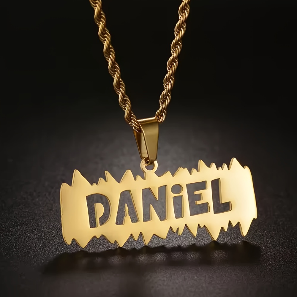 Custom Hollow Letter Pendant Name Necklace, Vintage Style