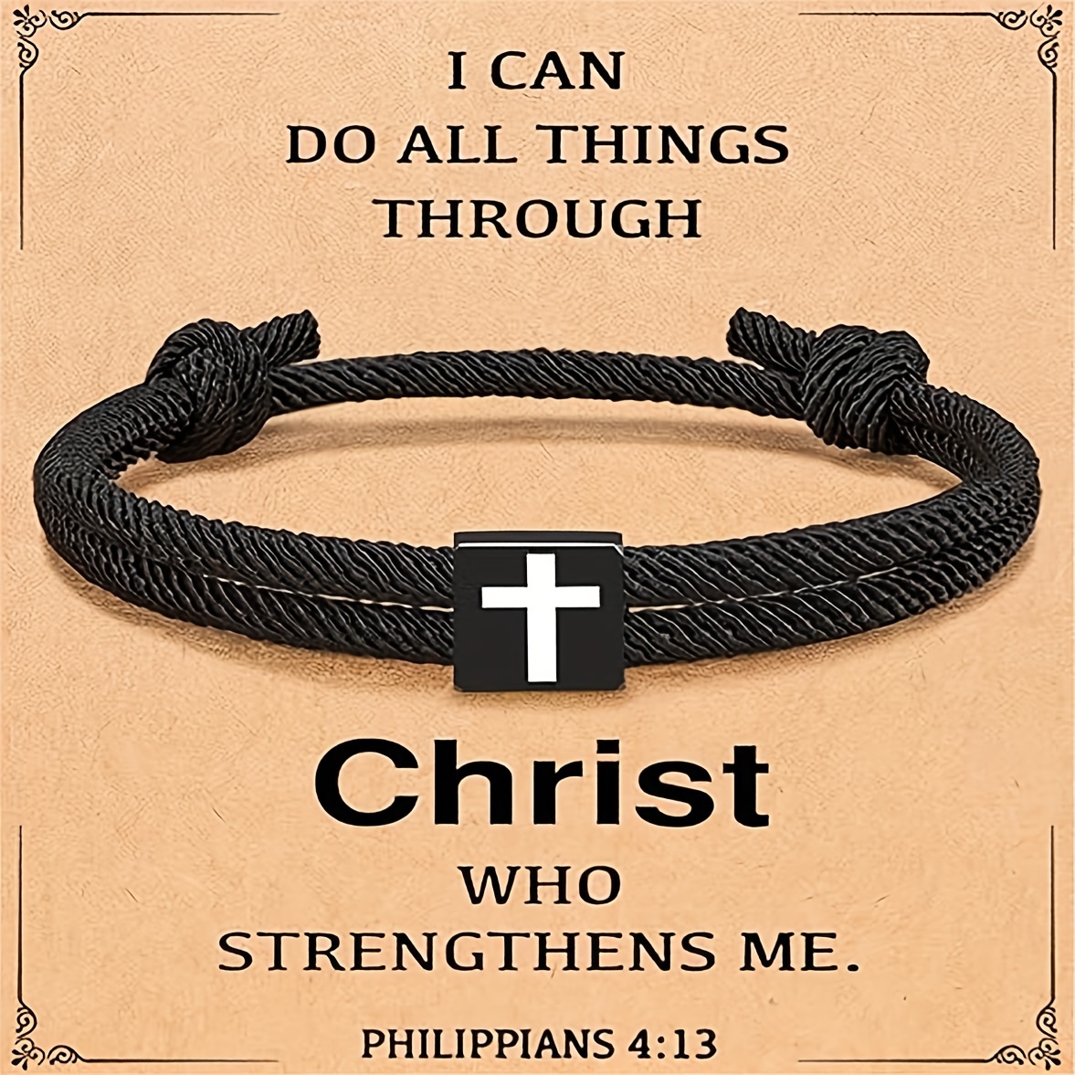 Men's Braided Rope Cross Bracelet