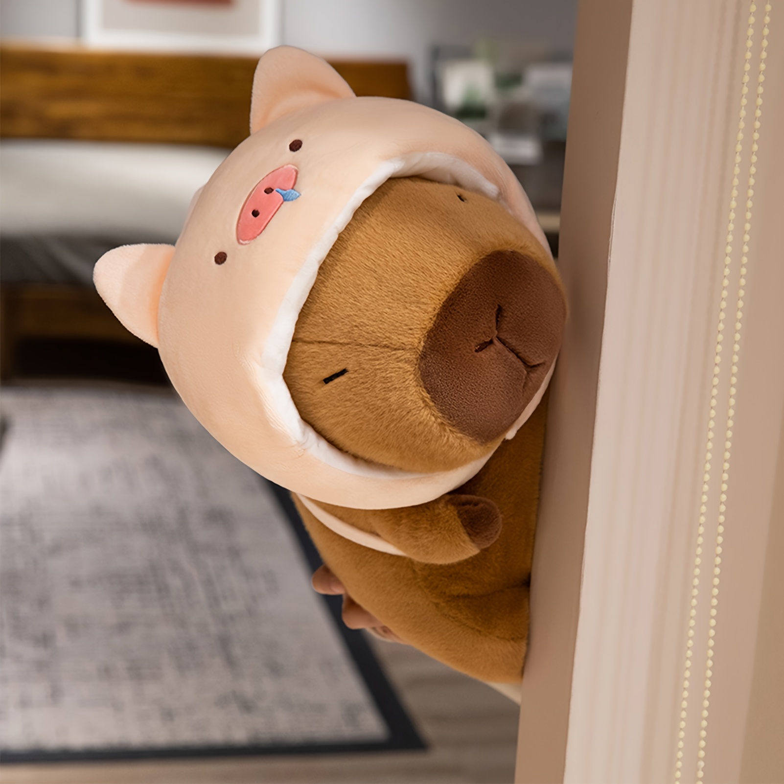 anime-stil capybara plüschtier mit hai, dinosaurier & küken stirnbänder – weiches polyester stofftier, dunkelbraun, süßes geschenk für weihnachten, geburtstage, valentinstag &   (0+ jahre) Produktdetails 10