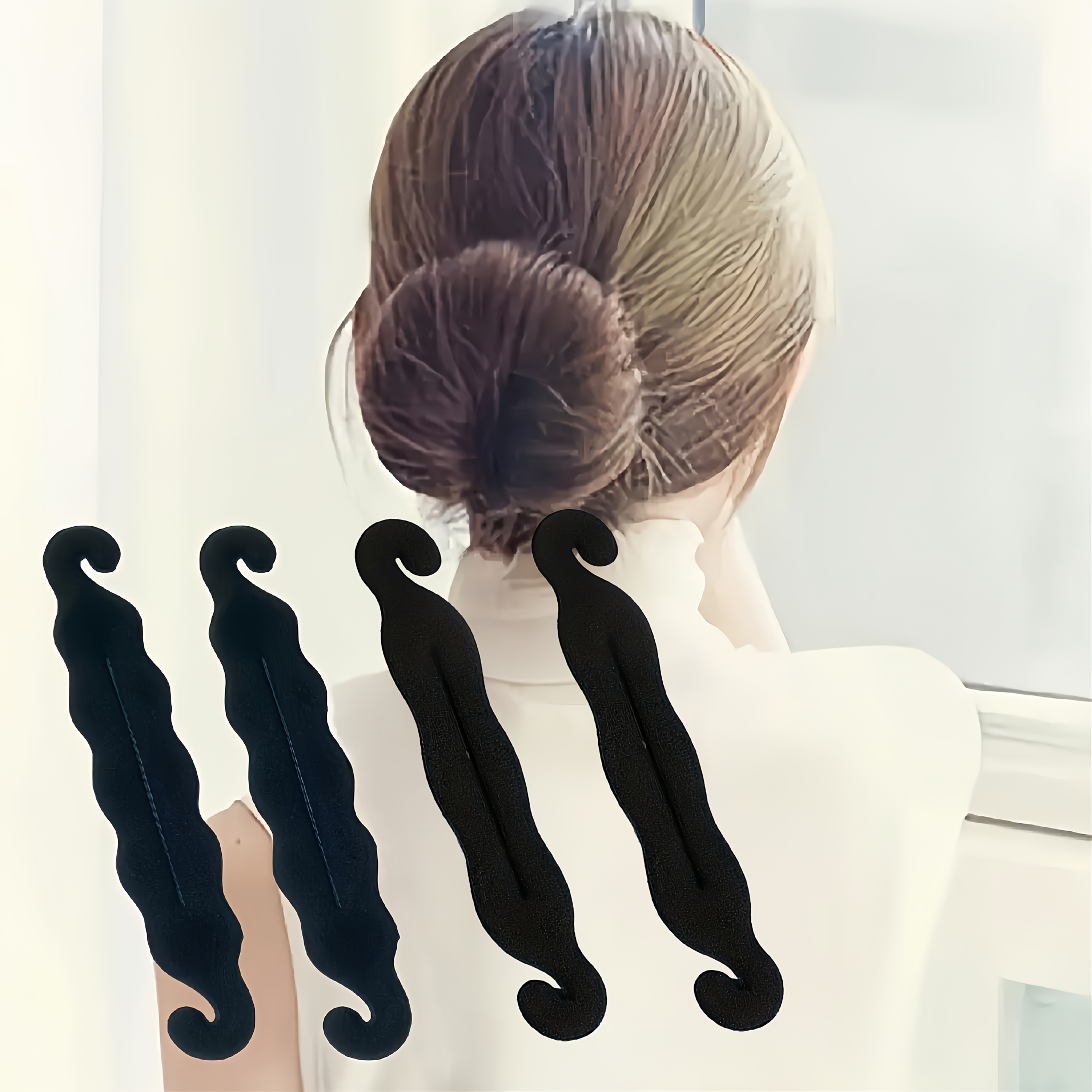 TEMU Set /4 pezzi Spugna in schiuma per acconciature da donna - Crema flessibile per e , adatta a tutte le acconciature, accessorio a fermaglio per
