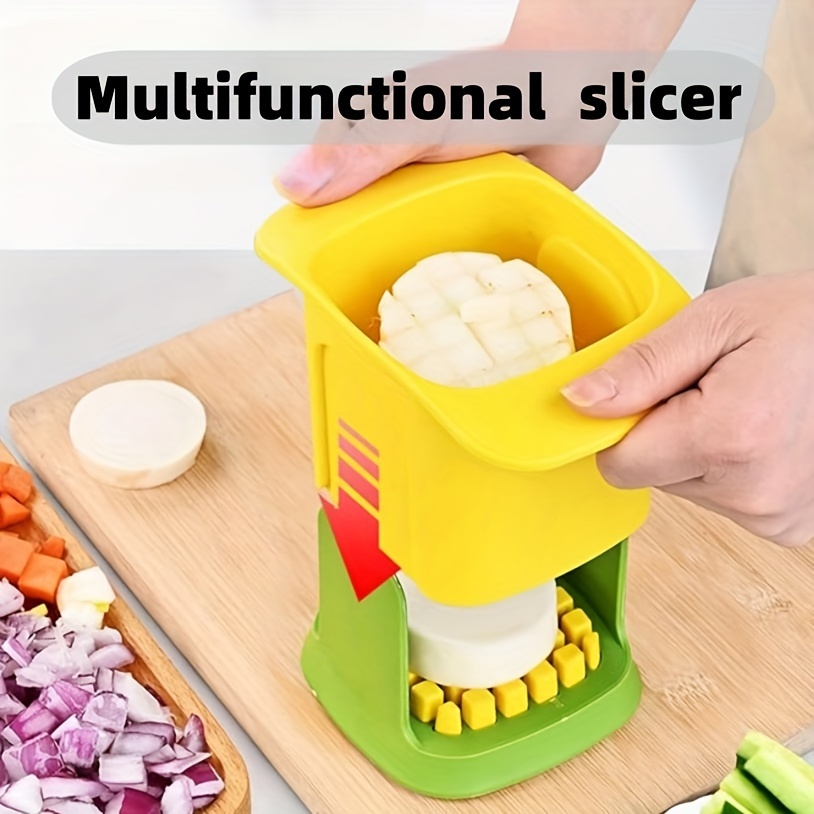 

1pc Versatile Manual Vegetable Chopper With Container - Stainless Steel Blades For Perfect Slices, Dices & Shreds - Ideal For Cucumbers, Carrots, Potatoes & Onions
