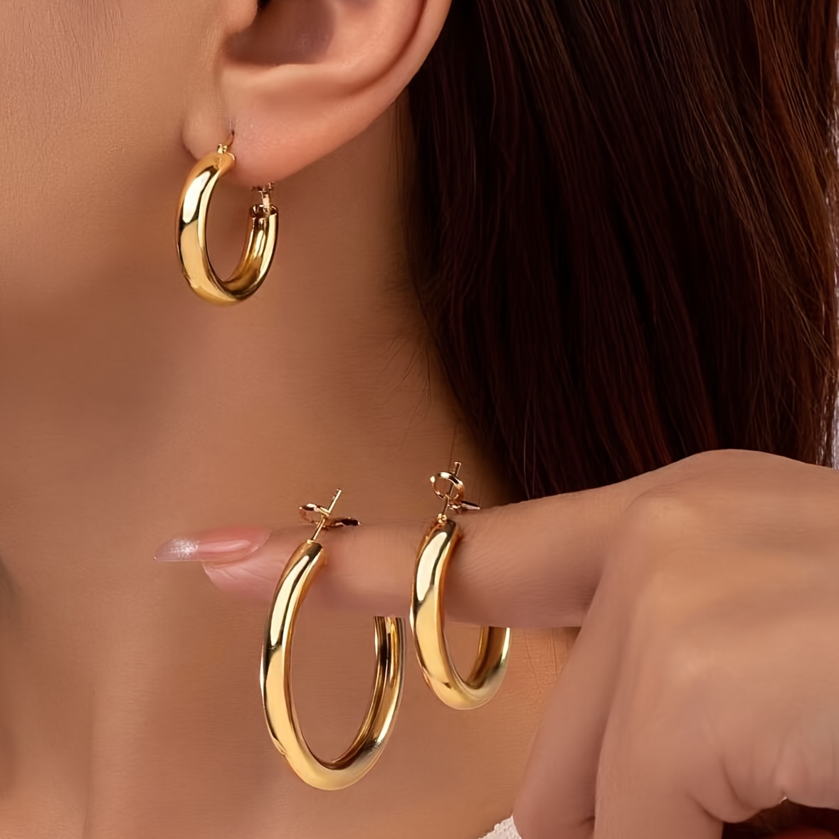 3pairs/set - Metal Classic Round Hoop Earrings Set Hoop Set Suitable For Women' Wear Jewelry Women's Earrings Hoops