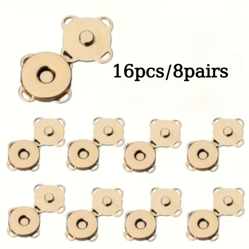 TEMU 16pcs (8 Pairs) 14mm Hand-sewn Magnetic Snap - Plum Decorative , Suitable For Handbag/clothing Sewing , Durable Strong Magnetic, Fabric Opening