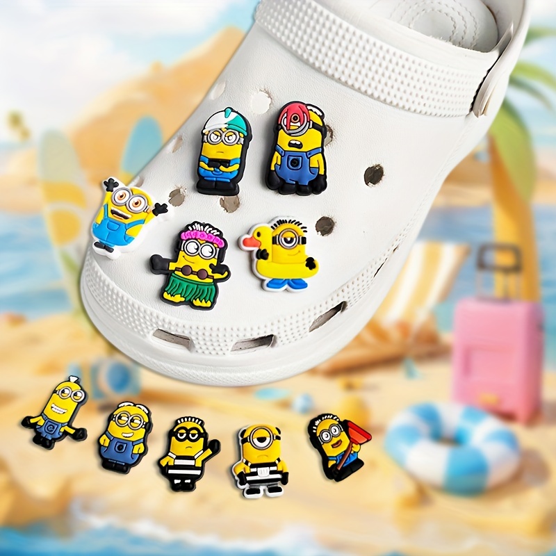 

10pcs Minions-themed Shoe Charms Set - Soft Pvc, Detachable Accessories For Slippers & Sandals - Christmas, Halloween, Birthday Gifts, Minions