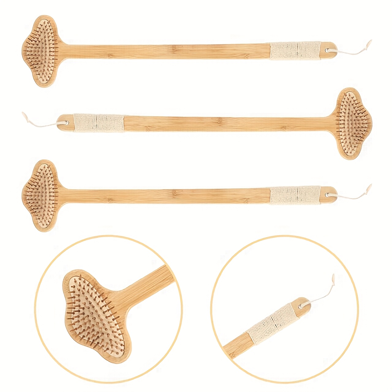 22 extra long bamboo back scratcher massager 2 in 1 ergonomic handle   beige friendly for adults   women elderly durable   care tool back massager Product details 5