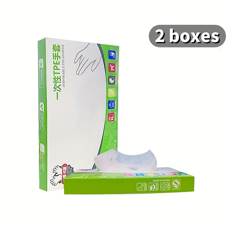 E-shop 2 Packungen Einweghandschuhe - Nitril-freies Material, TPE-Handschuhe - Einweg TPE-Handschuh-Folienhandschuhe - Geeignet für Haushaltsreinigung,