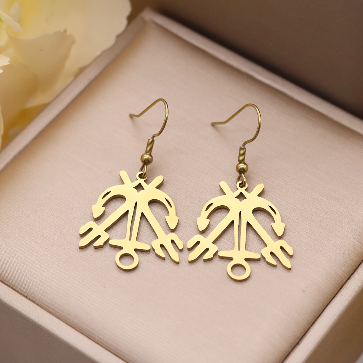 Women's Stainless Steel Anchor Dangle Earrings, Nautical Theme Jewelry