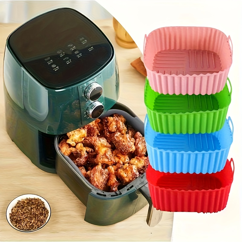 TEMU Set Of 4 - Colored Silicone Air Fryer Pans - Made From Silicone For And , Comes In 4 Random Colors, Kitchen Tools For Fryer Pan Additions
