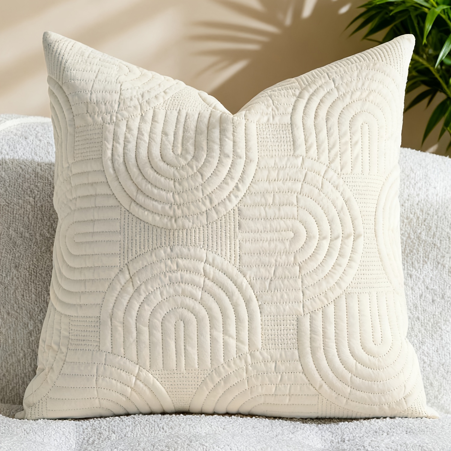 A Set Of Ultrasonic Arched Pillowcase Cushion Cover Solid Color Pillowcase Suitable For Living Room Bedroom Sofa Without Pillow Core