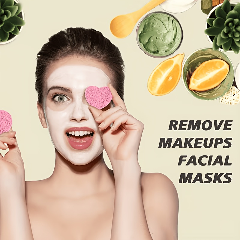 36/48pcs Heart-Shaped Compressed Facial Sponges for Cleansing